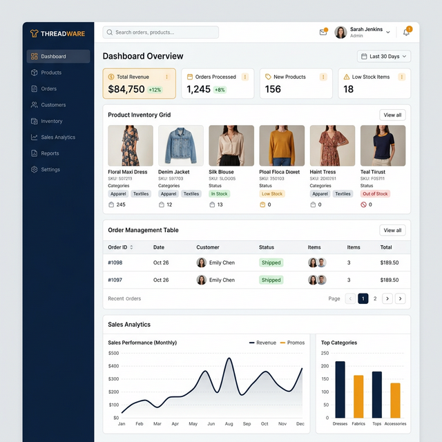 An Najah Textile admin panel showing inventory management for Songkok business