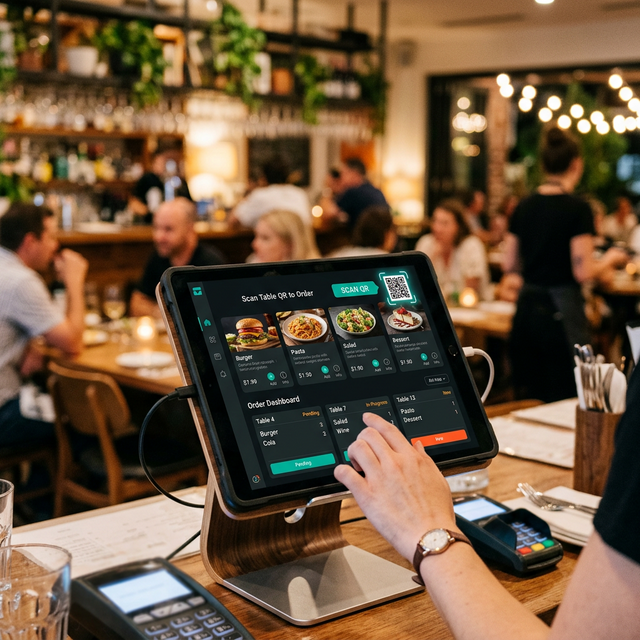 QuikFeast restaurant POS system with QR code digital menu interface